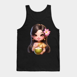 Khmer woman drinking coconut water Tank Top